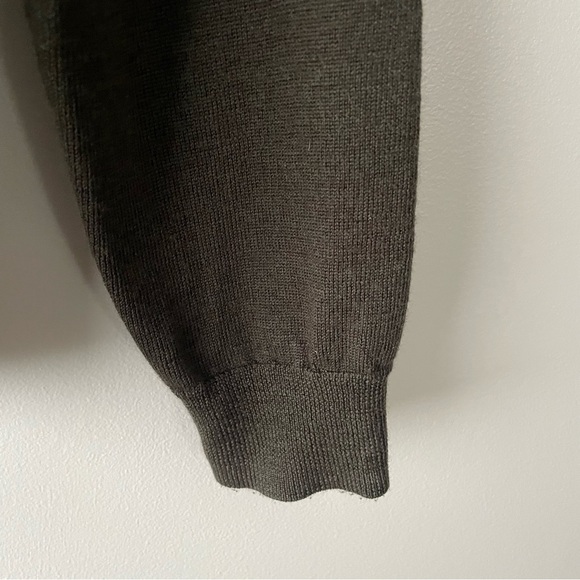 Paolo Mondo 100% Extra Fine Merino Wool Knit Crewneck Sweater Olive Forest Green - Picture 5 of 7